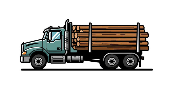 Logging Truck Transporting Timber.