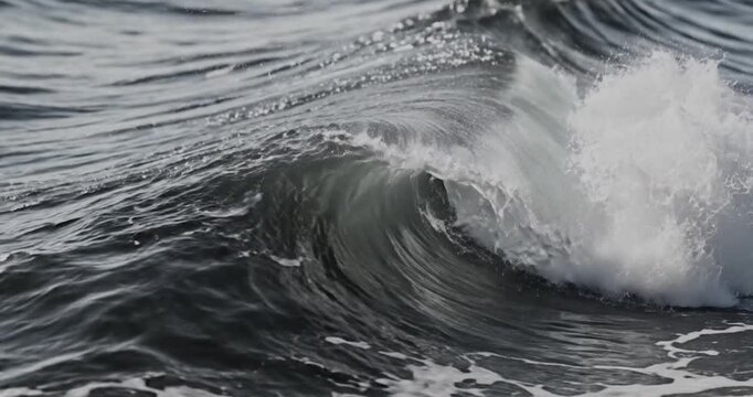 Ocean Waves Crashing with White Foam.