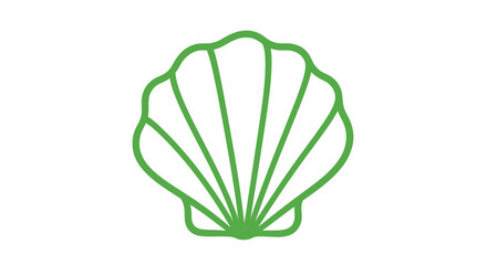 Green seashell outline icon isolated on white background, simple clip art © oka