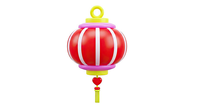 3D Red Lantern with Heart Charm