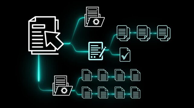 Digital checklist and document approval concept on the transparent background. Survey evaluation, and efficient workflow management. Motion graphics of online document approve idea. 4k animation.