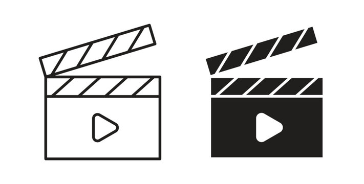 Film clapperboard icon, Outline Symbol Illustration, Editable Stroke perfect for logos and more