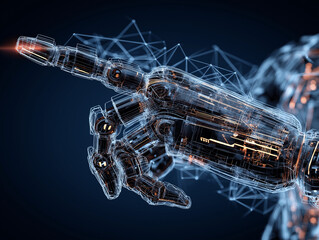 スクリーンを操作するアンドロイドの指先