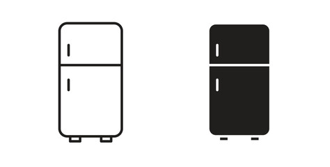 Fridge icon, Outline Symbol Illustration, Editable Stroke perfect for logos and more