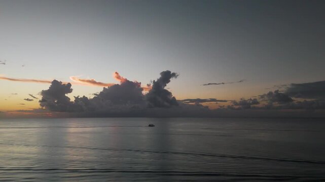 Cozumel Quintana Roo Drone sideways right cloudy sunset