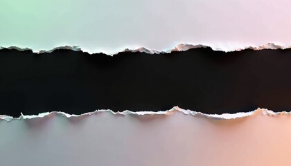 Obraz premium Torn paper edge creates abstract pastel gradient background with dark empty space for text. Modern graphic design element for creative projects banners cards.