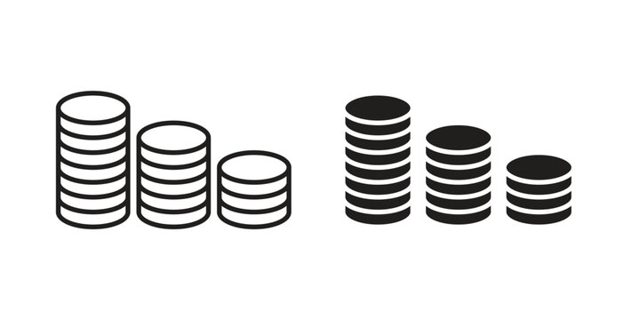 Money coin icon, Outline Symbol Illustration, Editable Stroke perfect for logos and more