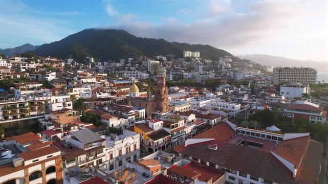 Aerial View of Puerto Vallarta Malecon at Sunset - Famous Oceanfront
Boardwalk, Mexico.