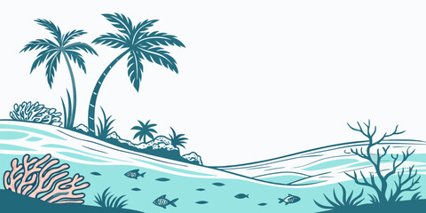 A tropical island scene with palm trees and water Vector ©  MST RABEYA  BEGUM