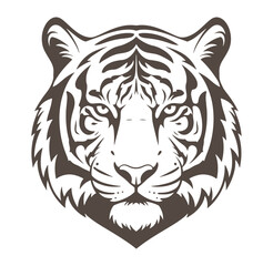 Fototapeta premium Tiger head illustration in brown and white colors animal portrait