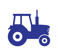 Tractor icon in blue color on white background