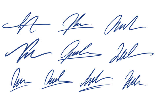 Handwritten signature set with realistic autograph signatures