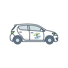 Fototapeta premium Eco friendly car with recycling symbol on side panel