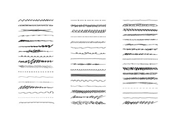Hand drawn scribbles and sketchy brush strokes dividers collection