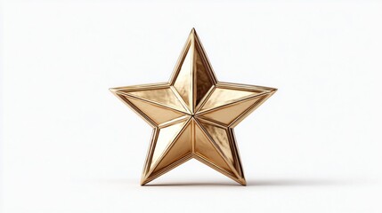 Obraz premium A polished golden star award sits centered on a clean white background, symbolizing achievement