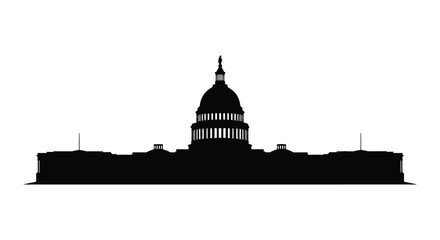 A striking black silhouette of the united states capitol building in washington dc silhouette high quality professional detailed