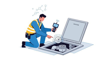 Fototapeta premium Technician Inspecting Server