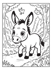 Cute animals with a forest background for kids, teens, and adults. Black and white coloring activity book. © Amazon KDP Expert