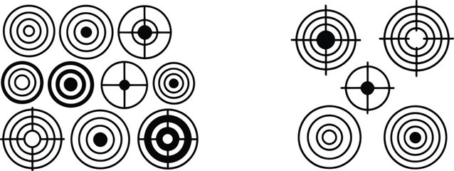Fototapeta premium Target icon set including various aiming and bullseye vector graphics