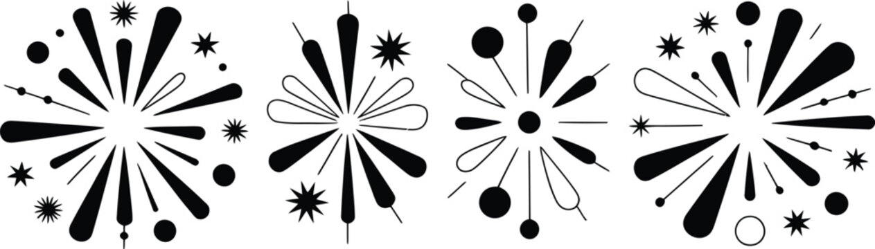 Explosion icon set in black and white vector illustration style