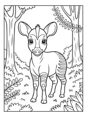 Cute animals with a forest background for kids, teens, and adults. Black and white coloring activity book. © Amazon KDP Expert