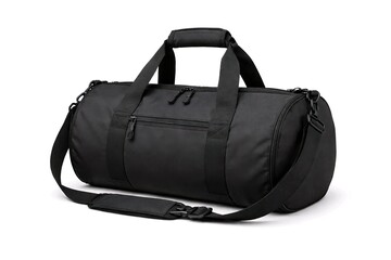 Fototapeta premium Black Cylindrical Gym Bag Isolated on White Background