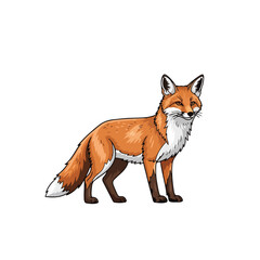 Obraz premium Cartoon red fox standing on white background looking sideways