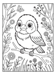 Cute animals with a forest background for kids, teens, and adults. Black and white coloring activity book. © Amazon KDP Expert