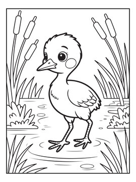 Cute animals with a forest background for kids, teens, and adults. Black and white coloring activity book.