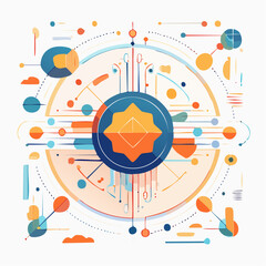 Obraz premium Abstract digital network illustration representing data flow, connectivity, and technological innovation