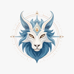 Mythical Creature's Fierce Face with Mystical Symbolism and Ornate Details