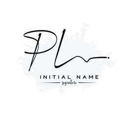 PL P L initial letter handwriting and signature logo