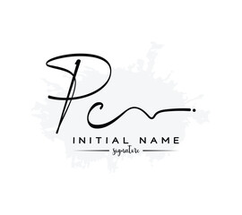 PC P C initial letter handwriting and signature logo