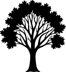 Obraz premium Leafy tree silhouette nature symbol