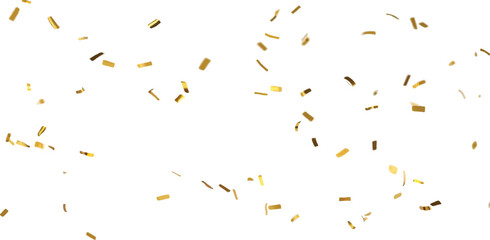 Obraz premium Abstract golden confetti particles suspended in air against a white void, suggesting a moment of suspended celebration or surprise.