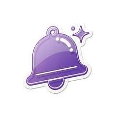Vibrant Glossy Purple Notification Bell Icon with Sparkle, Indicating Alerts, New Messages, Important Updates, and App Activity