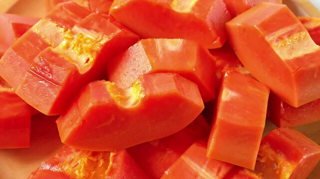 Close-up of a ripe papaya.	