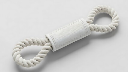 A white rope handle with braided loops for secure gripping and carrying purposes