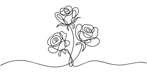 Elegant rose flower line art illustration continuous drawing style minimalist vector design element © JCS Graphic Design 