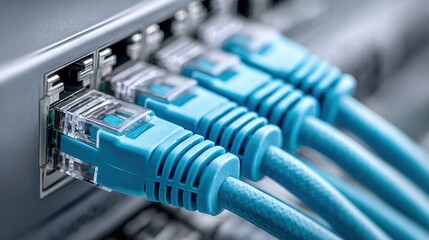 Ethernet Cables Connected to a Network Switch