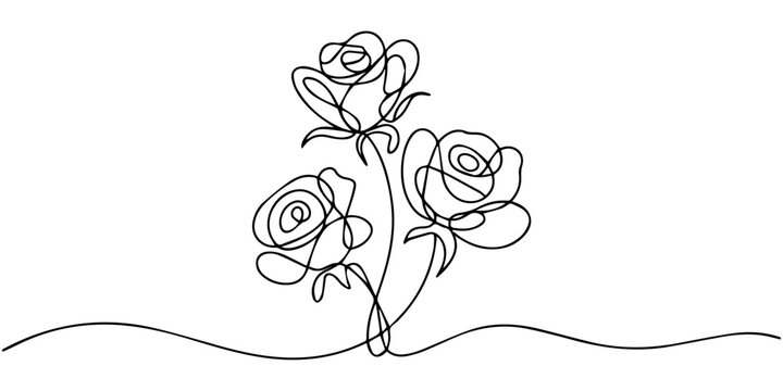 Elegant rose flower line art illustration continuous drawing style minimalist vector design element