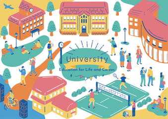 キャンパスライフを楽しむ学生達