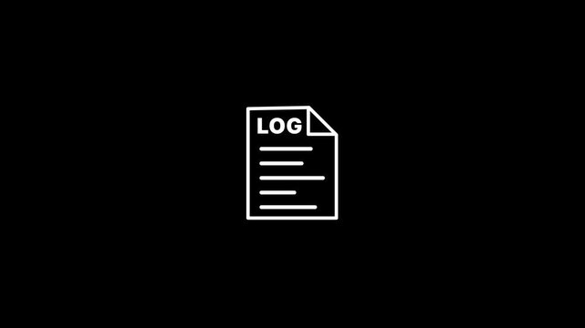 LOG file icon animation with text label isolated on dark background.Document types in flat style.
