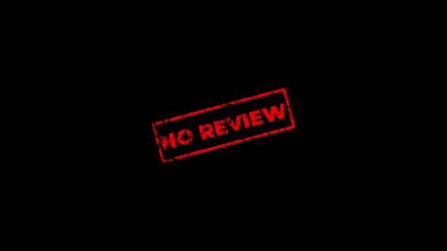 No review free square rubber seal stamp zooming in rectangle frame icon.Rubber, seal, red, vintage effect, textured, for video content and web design.