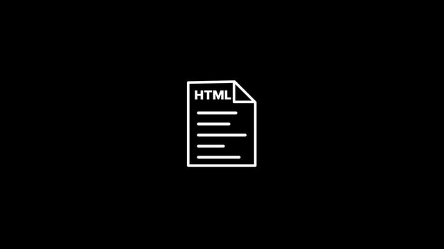 HTML file icon with text label on black background.