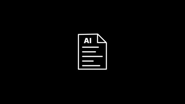 AI file icon animation with text label isolated on dark background.Document types in flat style.