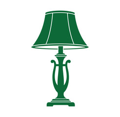 Obraz premium Green table lamp with shade on white background