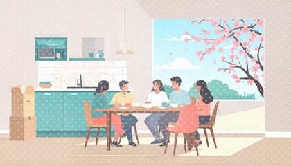 新生活　イラスト