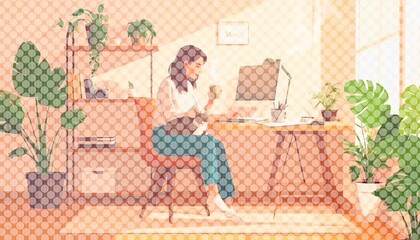 くつろいだ　部屋　イラスト