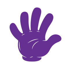 Obraz premium Purple hand with five fingers and thumb up isolated on white background